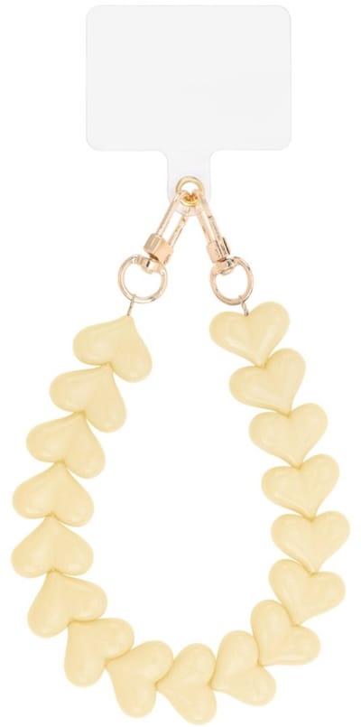 telefoon koord - off white - mobiel koord hart- phone cord hearts beige
