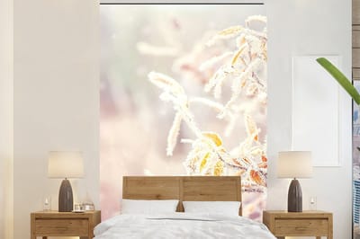 Behang - Fotobehang Winter - Takken - Sneeuw - Natuur - Breedte 155 cm x hoogte 240 cm