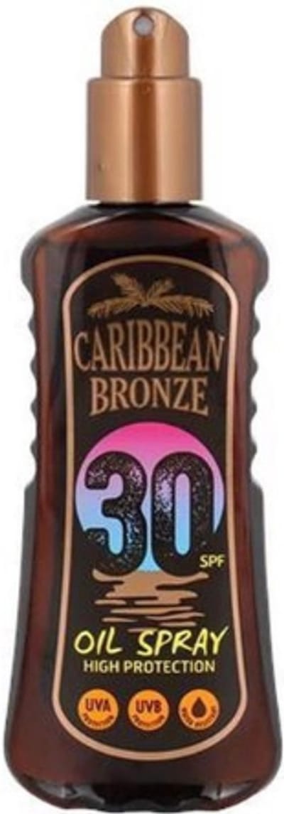 Caribbean Bronze Zonneolie-spray SPF 30 | 1x 200 ml - Zonneolie Hoge Bescherming - Zonnebrand | Beachproof - Vegan