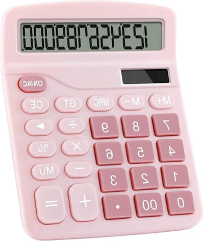 Rekenmachine Bureau - Desktop Rekenmachine - Dagelijkse Berekeningen - Grote Knoppen - 12 Cijfers - Kawaii Roze