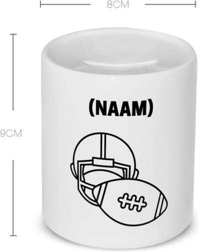 Akyol - american football helm en bal met je eigen naam Spaarpot - American football - sport liefhebbers - nfl - verjaardag - verjaardagscadeau - mensen die houden van american football - cadeau - kado - geschenk - gift - 350 ML inhoud