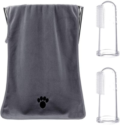 Dailygoods- Hondenhanddoek Microvezel - Absorberend - Hondenhanddoek voor Drogen - Tandenborstel/Siliconen - 50 x 100 cm - Veilig en Zacht - Huisdierhanddoek