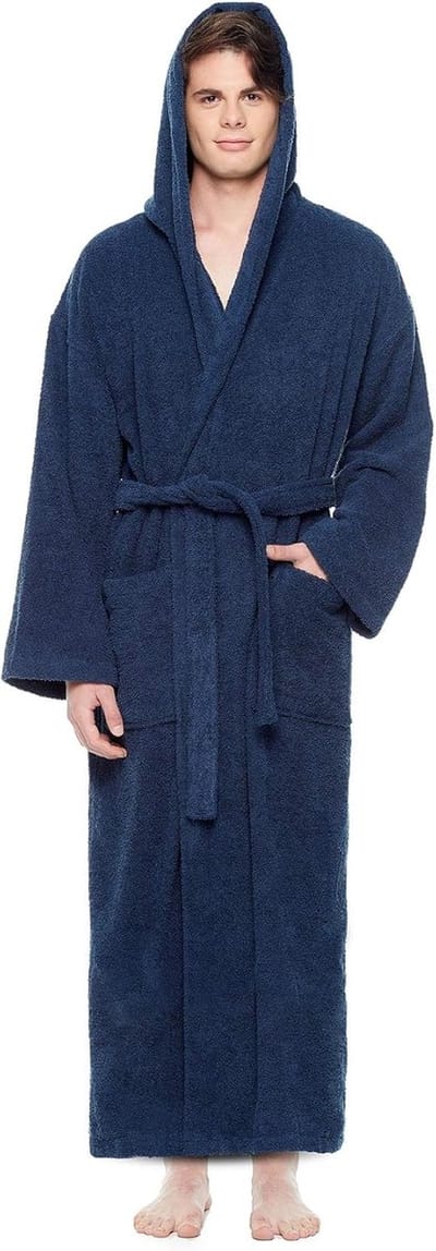 Herenbadjas met capuchon van 100% katoen - comfortabele badstof (380 g/m²)