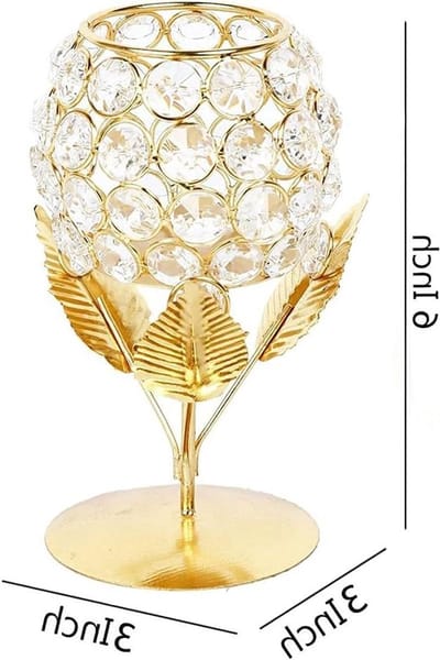 Kristallen Kandelaars - Theelicht Huis - Sfeervol Dineren - Vergulde Messing - 216 cm Hoog - Goud