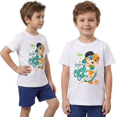 Lampo 44 Cats, katoenen pyjama, tweedelige pyjama voor de zomer met korte mouwen, 100% katoen