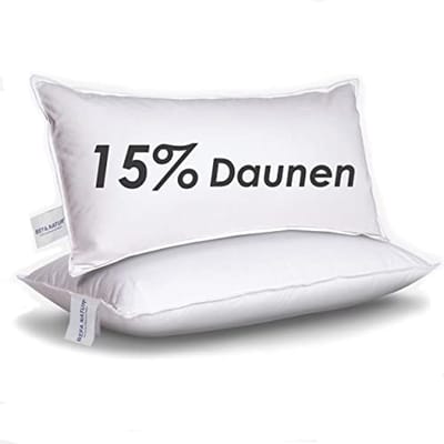 Natuurlijk hoofdkussen 40x80 cm met 15% dons en 85% veren, hypoallergeen en Öko-Tex gecertificeerd