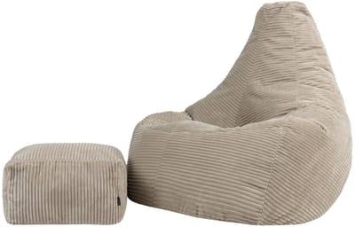 icon - Dalton XL Zitzak Fauteuil met Poef - Gaming - Ribfluweel - Beige