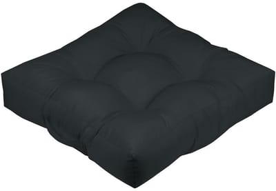 Stof Textile Vloerkussen XXL - zwart - polyester - 60 x 60 x 12 cm - vierkant - Extra dik - extra zitplaatsen - spelen - gamen - relaxen