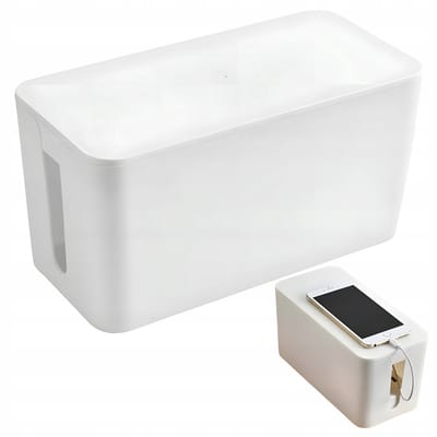 Kabelbox Organizer - Maat S - Wit - 23,8 cm x 11,8 cm x 12 cm- Stekkerdoos Opbergbox - Voor Kabels & Laders