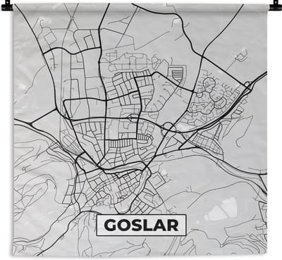 Wandkleed - Wanddoek - Plattegrond - Duitsland - Goslar - Kaart - Stadskaart - 180x180 cm - Wandtapijt
