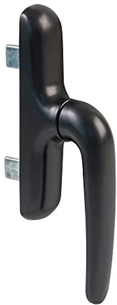 Raamkruk voor draaikiepramen - Aluminium basis - PVC afdekking - Zwart - Verborgen schroefbevestiging - 180 x 35 x 64 mm