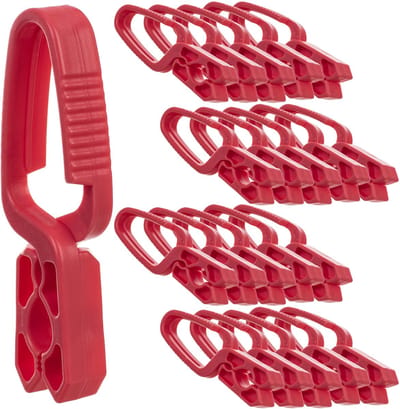 KADAX wasknijpers, 20 x klemmen van robuuste kunststof, kleurrijke sokklemmen, windbestendige klemmen voor binnen en buiten (rood_v1)
