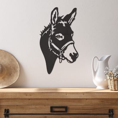 Wanddecoratie Ezel - Muurdecoratie Ezel - Muurdecoratie Hout - Wanddecoratie Hout - Muurdecoratie Woonkamer - Wanddecoratie Woonkamer - Wanddecoratie Industrieel - Wanddecoratie Dieren - Home Decor - Wall Line Art - 49 x 28.5 cm