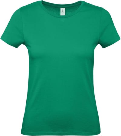 Groen basic Dames t-shirt - met ronde hals - katoen - 145 grams - shirts / dameskleding - korte mouwen XS