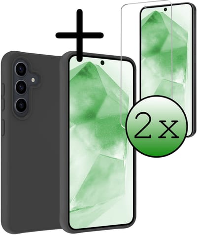 Hoesje Met 2x Screenprotector - Geschikt voor Samsung Galaxy A56 - Sterk & Shockproof - Back Cover - Siliconen Case - Telefoon Hoes - Zwart