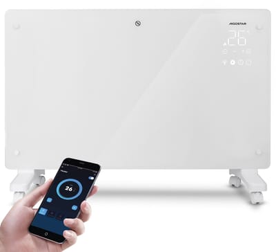 Aigostar 3024X - Elektrische Kachel - 2000W – Convectorkachel met Thermostaat en Afstandsbediening - Heater -Glazen Paneelverwarming - Wit