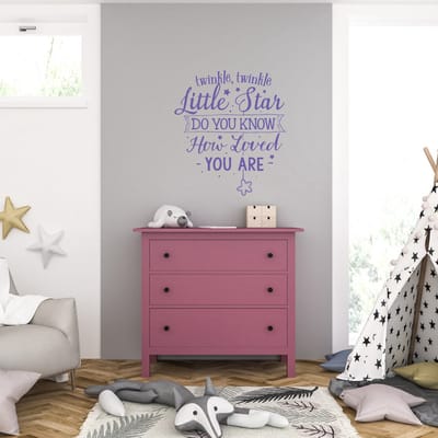 Muursticker - Twinkle Twinkle Little Star - 40,6 x 45,5 - Paars
