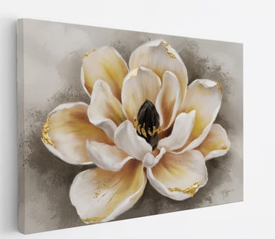 Saammp Canvas Schilderij - Abstracte Bloem - Natuur - Grijs - 45x30 - Foto op canvas - Wanddecoratie - Muurdecoratie Woonkamer - Kantoor Decoratie