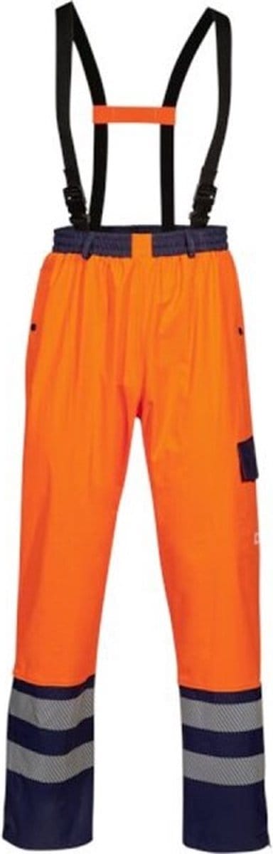 Opsial regenbroek - Darius - High Visibility - oranje/marine blauw - maat S