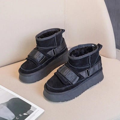 Koe Suede Winter Damesschoenen Mode Snowboots voor Meisjes Platte Designer Platform Laarzen Casual Verdikking 39
