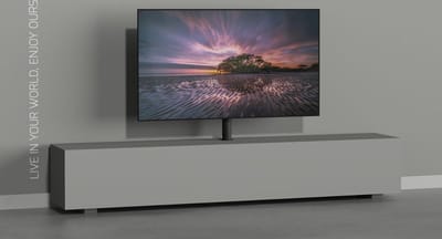 Cavus Mount 120B - Tv Meubel Inbouw Set - Ø 60 mm Kolom Trendy Zwart Staal & VESA 200x100 montageplaat