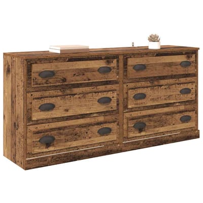 vidaXL - Dressoirs - 2 - st - Oud - Hout - 70 - x - 35,5 - x - 67,5 - cm - Bewerkt - hout