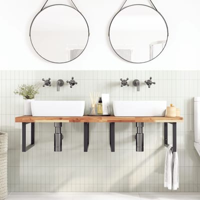 vidaXL - Badkamer - wandschap - staal - en - massief - acaciahout