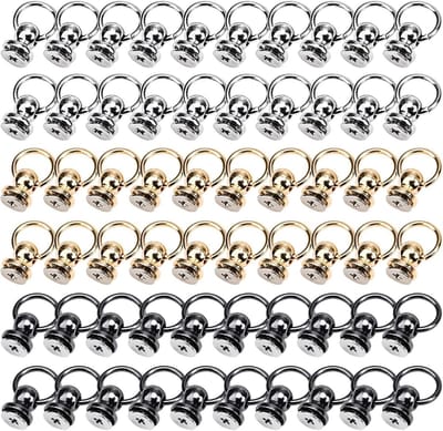 Ronde Leren Nieten Set van 60 Stuks, 8 mm, Multi-Kleurige Nieten voor Leren Ambachten, DIY Accessoires voor Tassen, Riemen en Schoenen