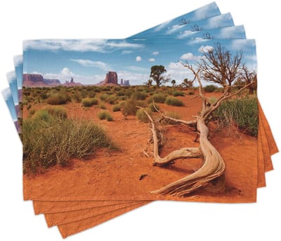 ABAKUHAUS landschaps-placematten, Arizona-valleilandschap, voor eetkamer/keuken, kleurvast, wasbaar, digitaal bedrukt, veelkleurig