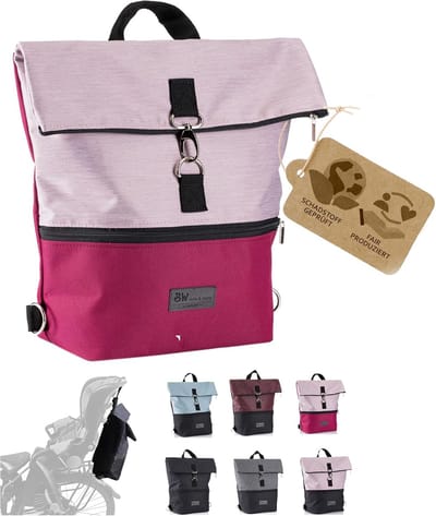 Fietsrugzak Kinderzitje - Fietstas Bagagedrager - Fietsen Met Kind - Universele Klikbevestiging - 20 Liter - Roze