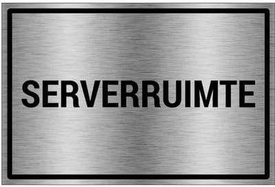 Serverruimte bord - gecoat brushed aluminium - grijs zwart | 30 x 20 cm