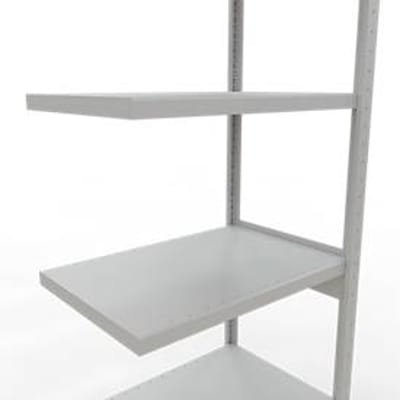 Schulte Lagertechnik MULTIplus 250 boutloos rekkensysteem, boutloze aanbouwstelling, lengte bout, 2500x750x500 mm, 6 legborden, lichtgrijs