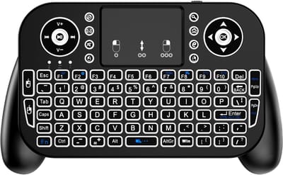 Mini Draadloos Toetsenbord met Touchpad – Bluetooth Air Mouse, 7-kleuren Backlight, Android TV Box Afstandsbediening, Draadloos Toetsenbord TV-Engels