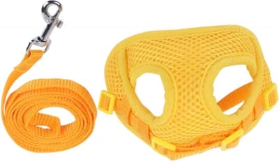 Nobleza Hondentuig met Hondenriem - Y-Tuig - Instaptuig - Verstelbaar 30-50 cm - Zacht Mesh - Maat M - Geel