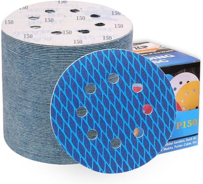 Schuurschijven 125mm 80 Stuks Korrel 150 Diamantvorm Klittenband Schuurpapier Rond met 8 Gaten