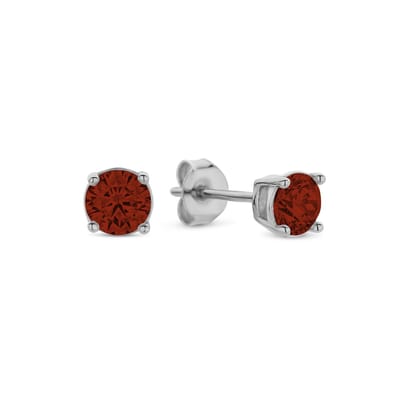 New Bling 9NB-1164 Zilveren Oorknopjes met Zirkonia Steentje 4mm - Rood - Rhodium - Zilver