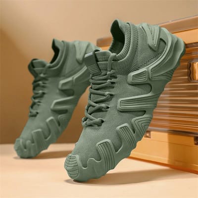 Nieuwe Vliegende Geweven Sokken Schoenen Herenschoenen Zomer Nieuwe Ademende Casual Sportschoenen Heren Dikke Zool Hardloopschoenen 39 gray
