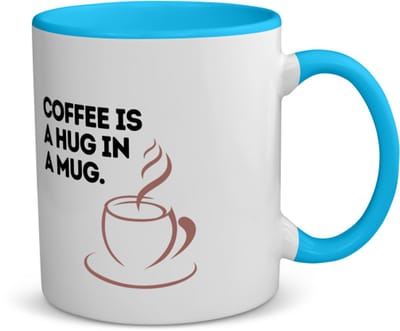 Akyol - coffee is a hug in a mug koffiemok - theemok - blauw - Koffie - koffie drinkers/liefhebbers - verjaardagscadeau - cadeau - kado - geschenk - verjaardag - collega's - 350 ML inhoud
