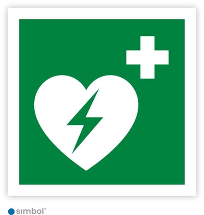 Simbol® - Stickers Automatische Externe Defibrilator - AED (E010) - Formaat 5 x 5 cm.