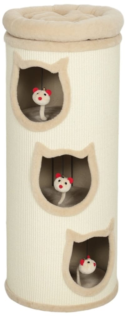 Wishdor - Kattenkrabpaal - sisal - met huisje - 96 cm Cream White