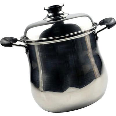 Marmite en Acier Inoxydable Épaisse Grande Capacité Marmite à Soupe avec Couvercle 2 Poignées Chauffage Uniforme Compatible Gaz Induction Base 18cm / 7.1in