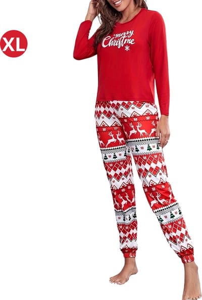 Livano Kerstpyjama - Kerst Pyjama - Christmas - Dames - Vrouwen - Volwassenen - Set - Broek - Shirt - Blauw - Maat XL