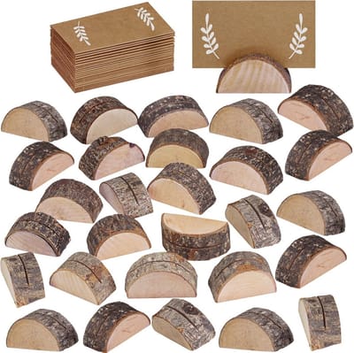 Plaatskaarthouders Hout - Naamkaarten Tafel - Feestelijke Tafeldecoratie - Rustieke Houten Stukken - 30 Stuks - Bruin