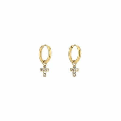 Bijoutheek Oorhangers Kruis Strass