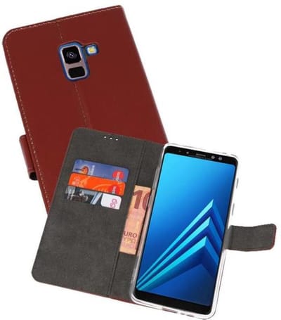Booktype Telefoonhoesjes - Bookcase Hoesje - Wallet Case - Geschikt voor Galaxy A8 Plus 2018 - Bruin