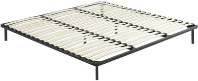 Vente-unique Bedbodem met lattenbodem 200 x 200 cm - 3 x 19 latten - Met poten - Zwart - KALISTA van YSMÉE