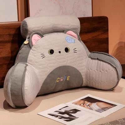 Cartoon Zachte Katten Kussen Latex IJszijde Gevuld Katoen Lendensteun Stoel Zitkussen Dierlijk Pluche Speelgoed Bank Bed Huisdecoratie 60X40cm