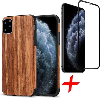 Hoesje geschikt voor iPhone 11 Pro Max - Rood Sandelhout + Screenprotector FullGuard