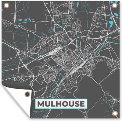 Tuin poster Mulhouse - Frankrijk - Kaart - Plattegrond - Stadskaart - 200x200 cm - Tuindoek
