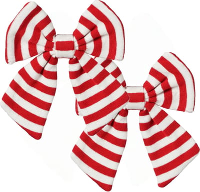 House of Seasons kerst ornament strikken - 2x -rood/wit gestreept - 20 x 17 cm